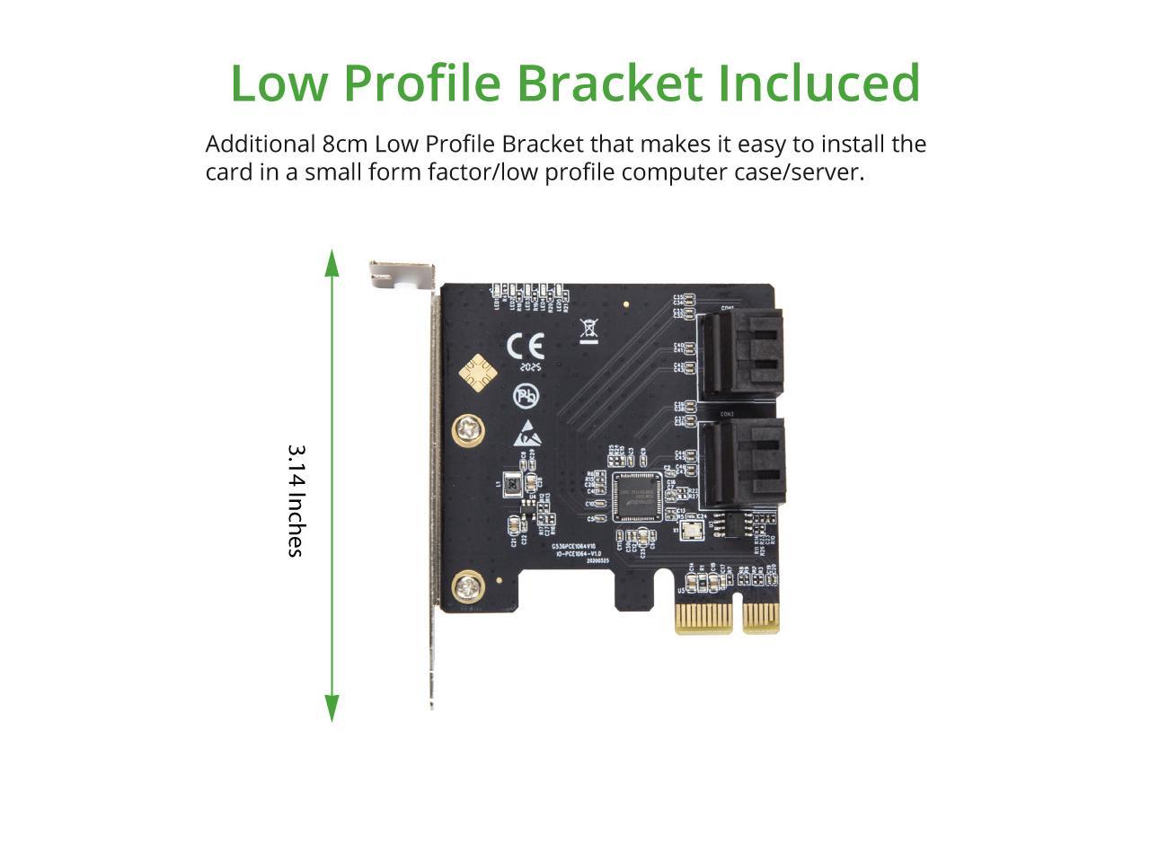 4 Port SATA III PCI-e 3.0 x1 Card Non-Raid with Low Profile Bracket