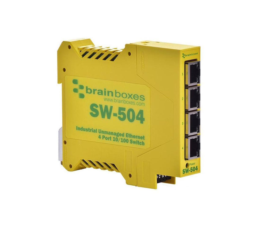 Brainboxes Industrial Ethernet 4 Port Switch Din Rail Mountable