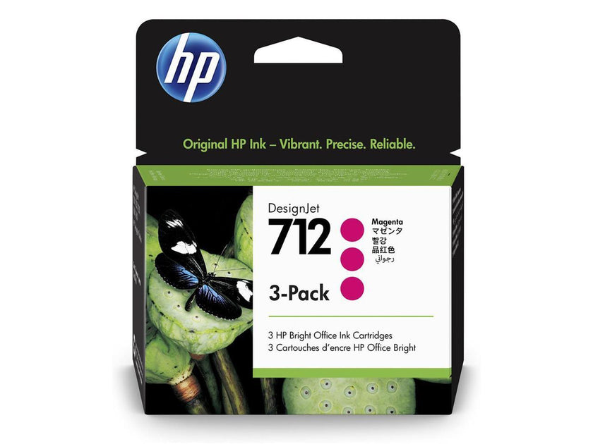 HP 712 3-pack 29-ml Magenta DesignJet Ink Cartridge, 3ED78A