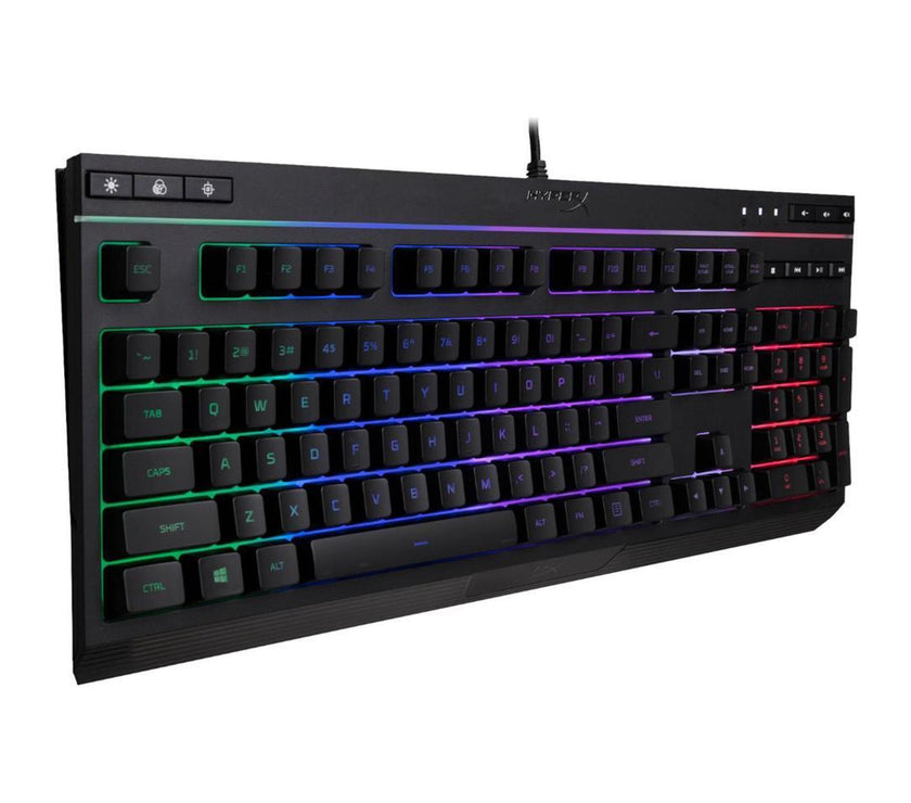 HyperX Alloy Core RGB - Membrane Gaming Keyboard, Comfortable Quiet Silent Keys with RGB LED Lighting Effects, Spill Resistant, Dedicated Media Keys, Compatible with Windows 10/8.1/8/7 - Black