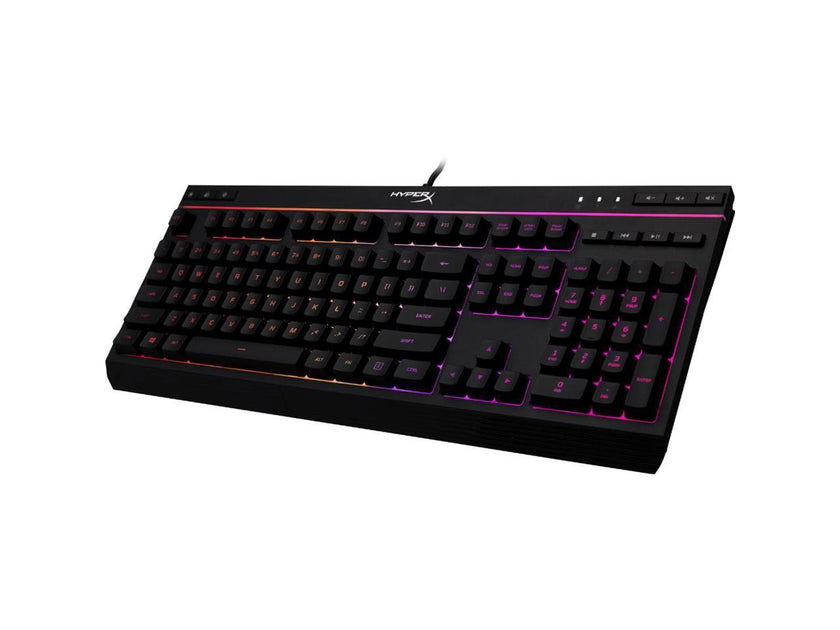 HyperX Alloy Core RGB - Membrane Gaming Keyboard, Comfortable Quiet Silent Keys with RGB LED Lighting Effects, Spill Resistant, Dedicated Media Keys, Compatible with Windows 10/8.1/8/7 - Black