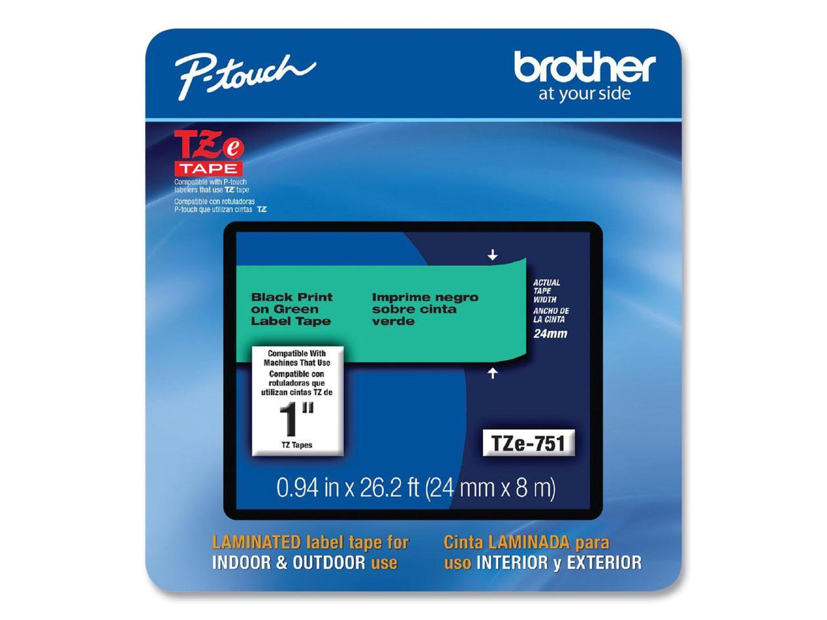 24MM BLACK TEXT ON GREEN LABEL TAPE