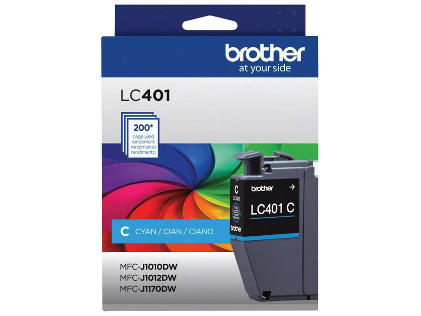 Brother LC401 Cyan Standard Yield Ink Cartridge Prints Up to 200 Pages (LC401CS)