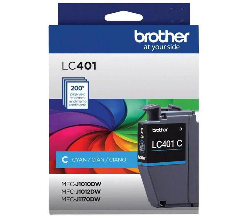 Brother LC401 Cyan Standard Yield Ink Cartridge Prints Up to 200 Pages (LC401CS)