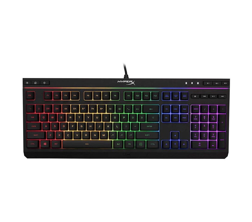 HyperX Alloy Core RGB - Membrane Gaming Keyboard, Comfortable Quiet Silent Keys with RGB LED Lighting Effects, Spill Resistant, Dedicated Media Keys, Compatible with Windows 10/8.1/8/7 - Black