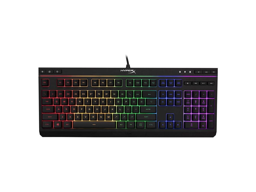 HyperX Alloy Core RGB - Membrane Gaming Keyboard, Comfortable Quiet Silent Keys with RGB LED Lighting Effects, Spill Resistant, Dedicated Media Keys, Compatible with Windows 10/8.1/8/7 - Black