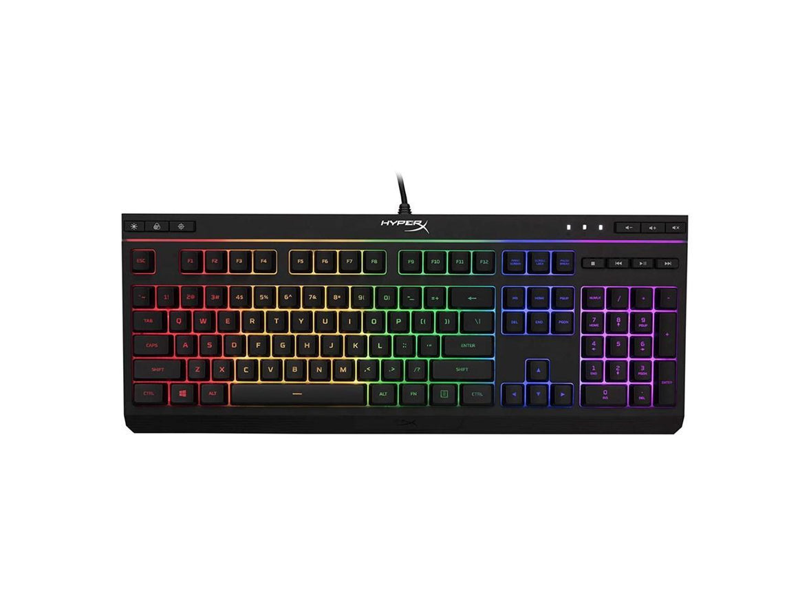 HyperX Alloy Core RGB - Membrane Gaming Keyboard, Comfortable Quiet Silent Keys with RGB LED Lighting Effects, Spill Resistant, Dedicated Media Keys, Compatible with Windows 10/8.1/8/7 - Black