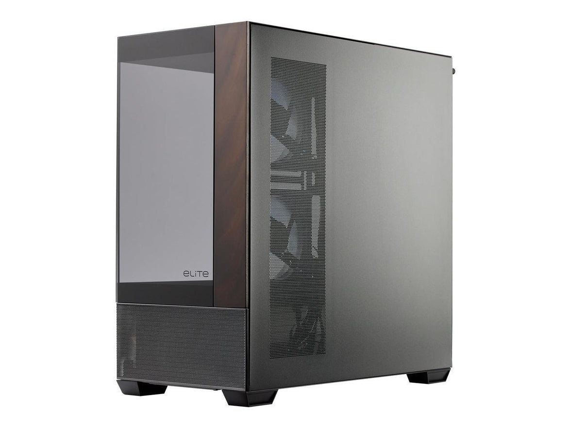 Cooler Master Elite Series E690-KHNN-S00 Computer Case - Mid-tower - Black - Wood, Tempered Glass, Mesh, Steel - 4 x Bay - 3 ? 120mm Fan(s) Installed - ITX, Micro ATX, ATX Motherboard Supported - 10 x
