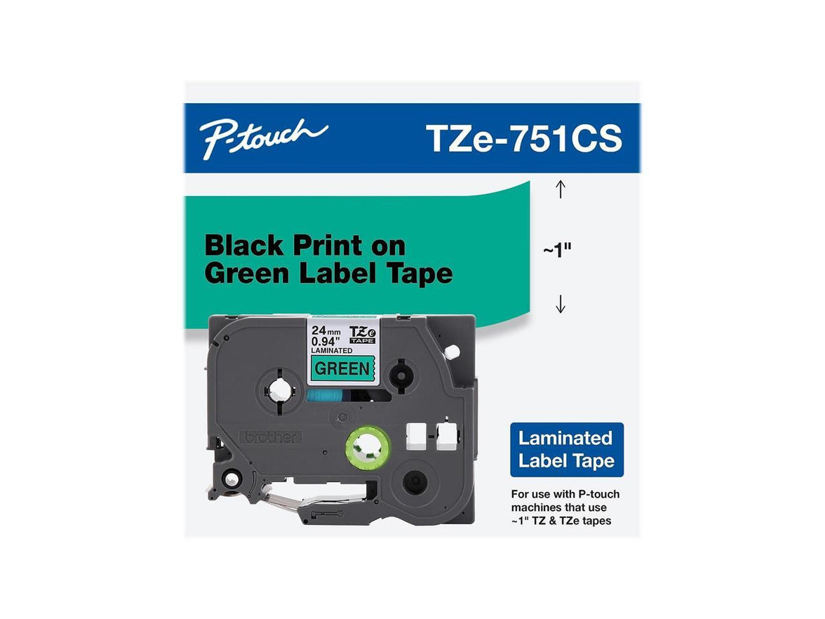 24MM BLACK TEXT ON GREEN LABEL TAPE