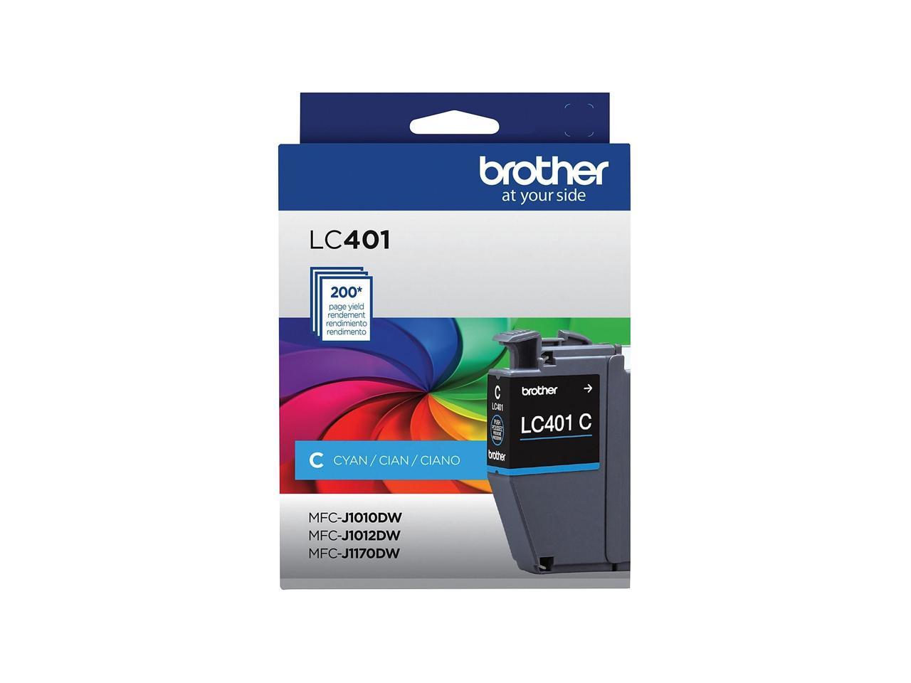 Brother LC401 Cyan Standard Yield Ink Cartridge Prints Up to 200 Pages (LC401CS)