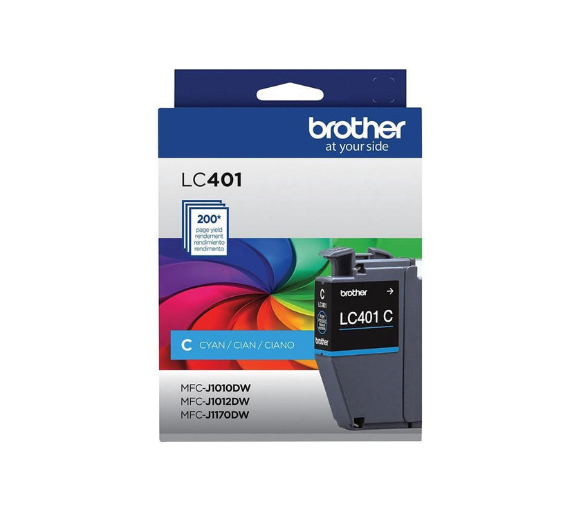 Brother LC401 Cyan Standard Yield Ink Cartridge Prints Up to 200 Pages (LC401CS)