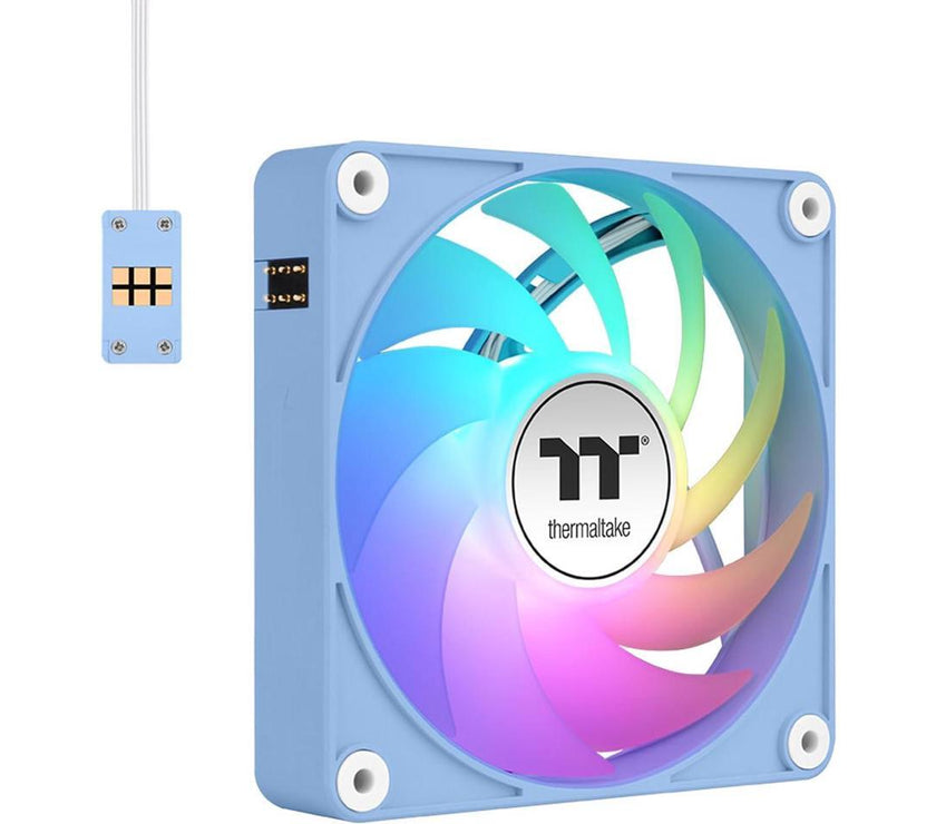 Thermaltake CT120 EX ARGB PC Cooling Fan Hydrangea Blue 3-Fan Pack, Magnetic Connection, 5V Motherboard Sync, 16.8 Million Colors 9 Addressable LEDs, 120 mm Case/Radiator Fan, CL-F196-PL12BU-A