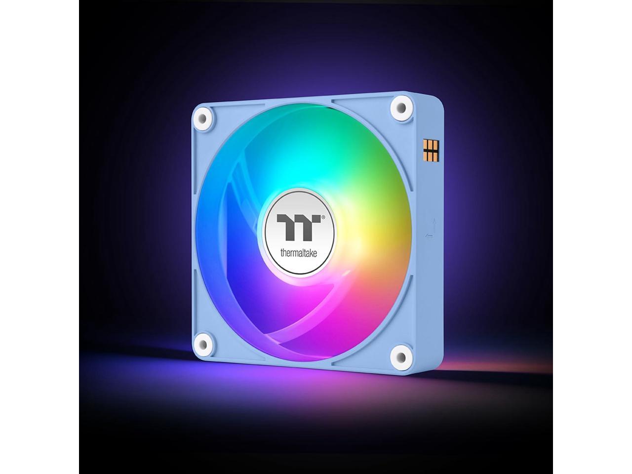 Thermaltake CT120 EX ARGB PC Cooling Fan Hydrangea Blue 3-Fan Pack, Magnetic Connection, 5V Motherboard Sync, 16.8 Million Colors 9 Addressable LEDs, 120 mm Case/Radiator Fan, CL-F196-PL12BU-A