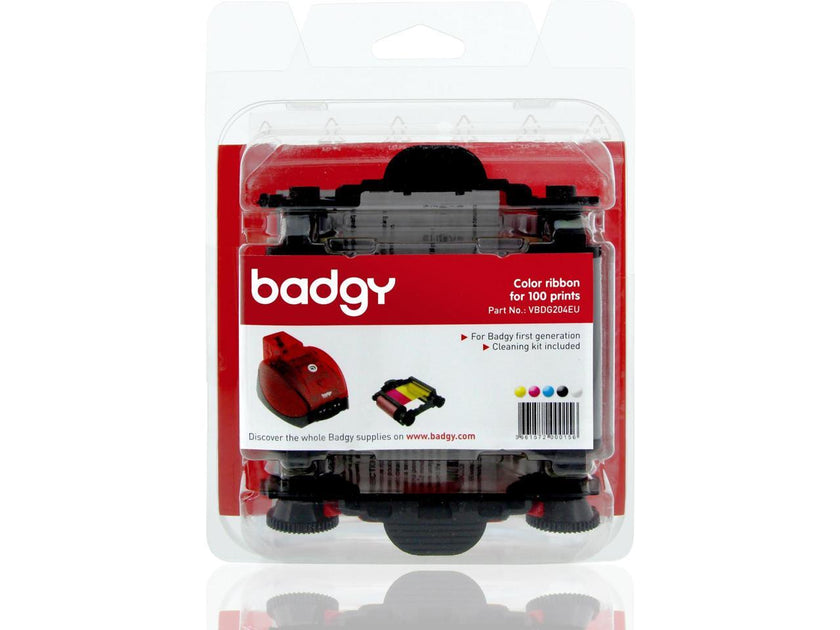 Evolis VBDG204EU Badgy200, 1 X 100 Print Ymcko Ribbon 100 Prints, 1 Cleaning Kit, Compatible With Badgy1