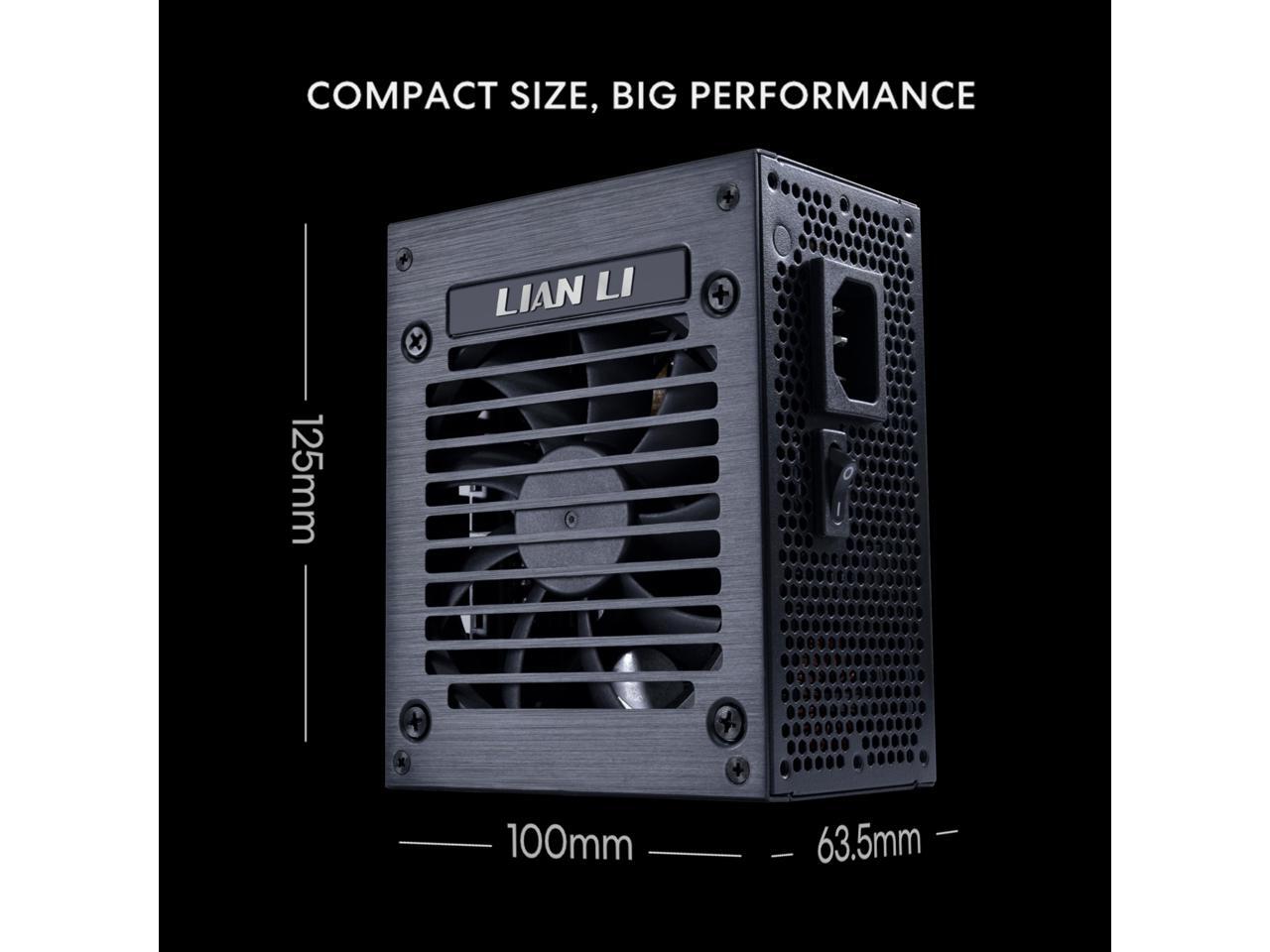 Lian Li SP850 Gold - 850 Watt SFX Form Factor Power Supply with Native 12V-2x6 Cable - Low Noise - 80 Plus Gold Efficiency - ATX 3.1 & PCIe 5.0 Compliant - 92mm FDB Fan - 10-Year - Black (SP850G.B)