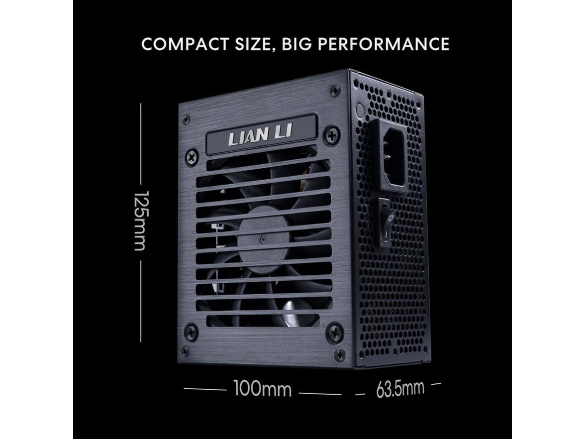 Lian Li SP850 Gold - 850 Watt SFX Form Factor Power Supply with Native 12V-2x6 Cable - Low Noise - 80 Plus Gold Efficiency - ATX 3.1 & PCIe 5.0 Compliant - 92mm FDB Fan - 10-Year - Black (SP850G.B)