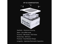 Lian Li SP850 Gold - 850 Watt SFX Form Factor Power Supply with Native 12V-2x6 Cable - Low Noise - 80 Plus Gold Efficiency - ATX 3.1 & PCIe 5.0 Compliant - 92mm FDB Fan - 10-Year - White (SP850G.W)