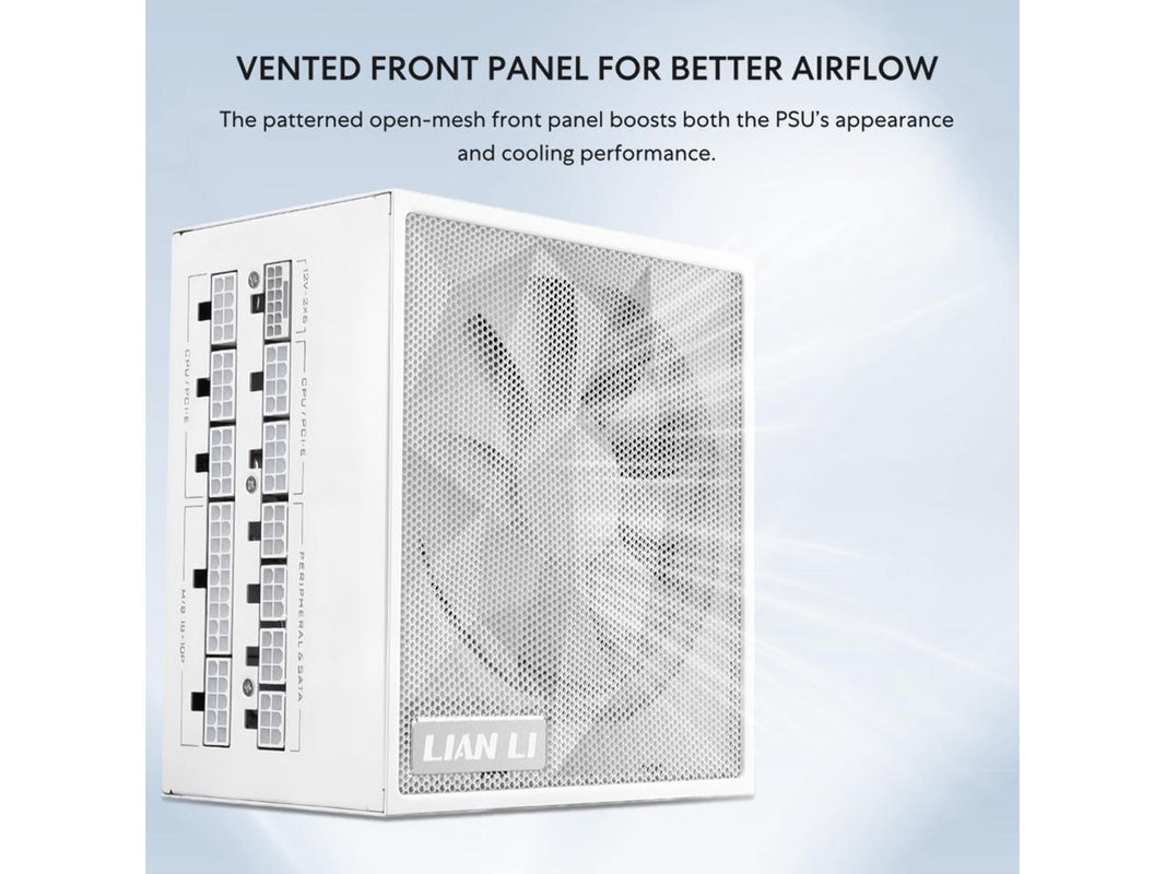 Lian Li SX Platinum 1200W SXP Compact ATX Form Factor Power Supply w/ 12V-2x6 Cable - ATX 3.1 & PCIE 5.1 Compliant - 140mm Fan - Full Modular - 10 Year Warranty - White (SX1200P.W)