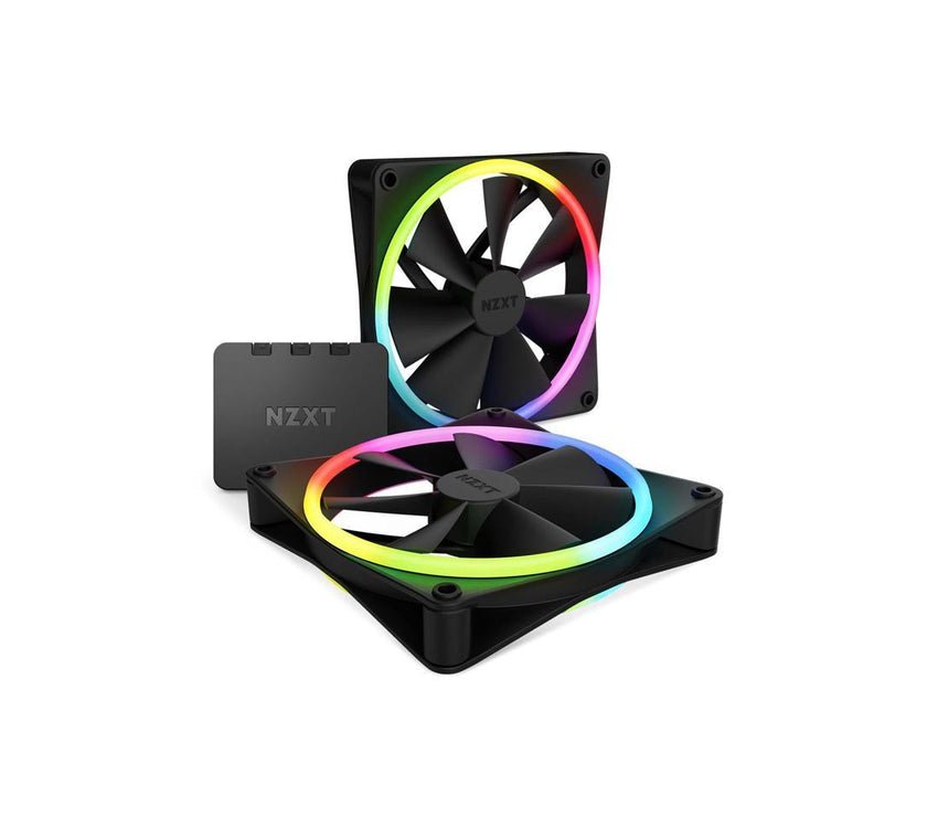 NZXT F140RGB Duo - 140mm Dual-sided RGB Fan - Twin Pack (Black) w/RGB Controller