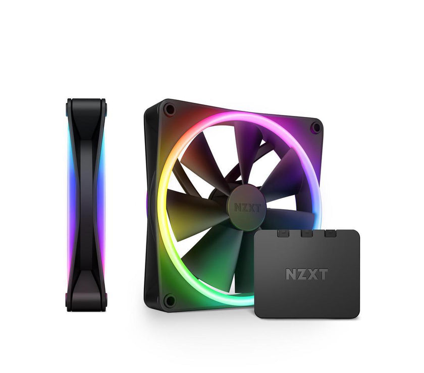 NZXT F140RGB Duo - 140mm Dual-sided RGB Fan - Twin Pack (Black) w/RGB Controller