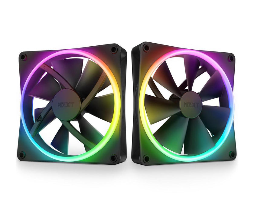 NZXT F140RGB Duo - 140mm Dual-sided RGB Fan - Twin Pack (Black) w/RGB Controller