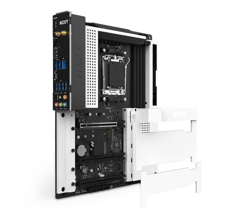 NZXT N7 B650E - N7-B65XT-W1 - AMD B650 chipset (Supports AMD 7000 Series CPUs) - ATX Gaming Motherboard - Integrated Rear I/O Shield - WiFi 6 connectivity - White