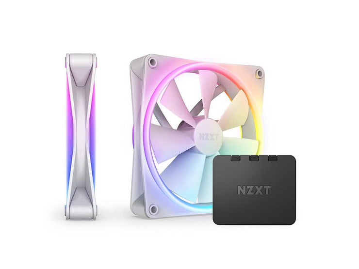 NZXT F140RGB Duo - 140mm Dual-sided RGB Fan - Twin Pack (White) w/RGB Controller RF-D14DF-W1