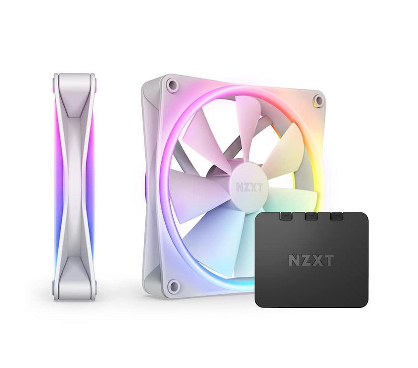 NZXT F140RGB Duo - 140mm Dual-sided RGB Fan - Twin Pack (White) w/RGB Controller RF-D14DF-W1