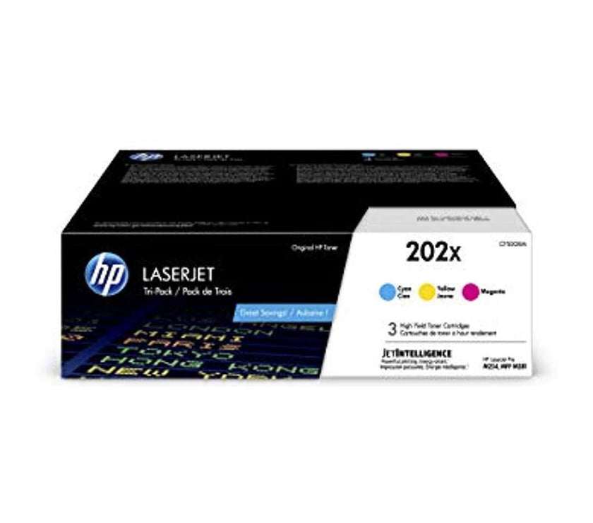 HP 202X 3-pack High Yield Cyan/Magenta/Yellow Original LaserJet Toner