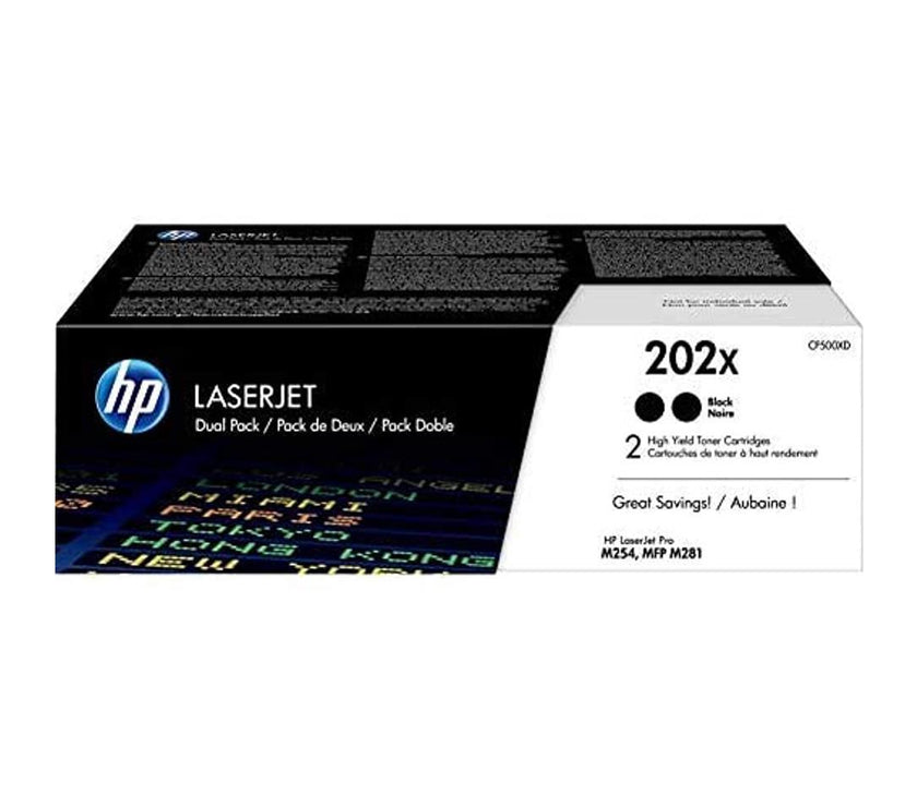 HP 202X CF500XD 2 High Yield Black Toner Cartridges