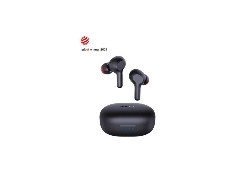 AUKEY True Wireless Earbuds Hi-Fi Stereo Bluetooth 5.0 Headphones 25-Hour Playtime IPX5 Waterproof Earphones with USB-C Quick Charging Case for iPhone and Android Black EP-T25