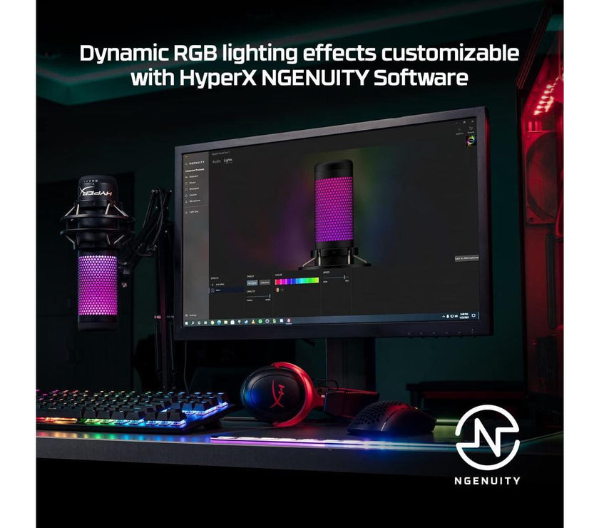 HyperX QuadCast S - USB Microphone (Black-Grey) - RGB Lighting