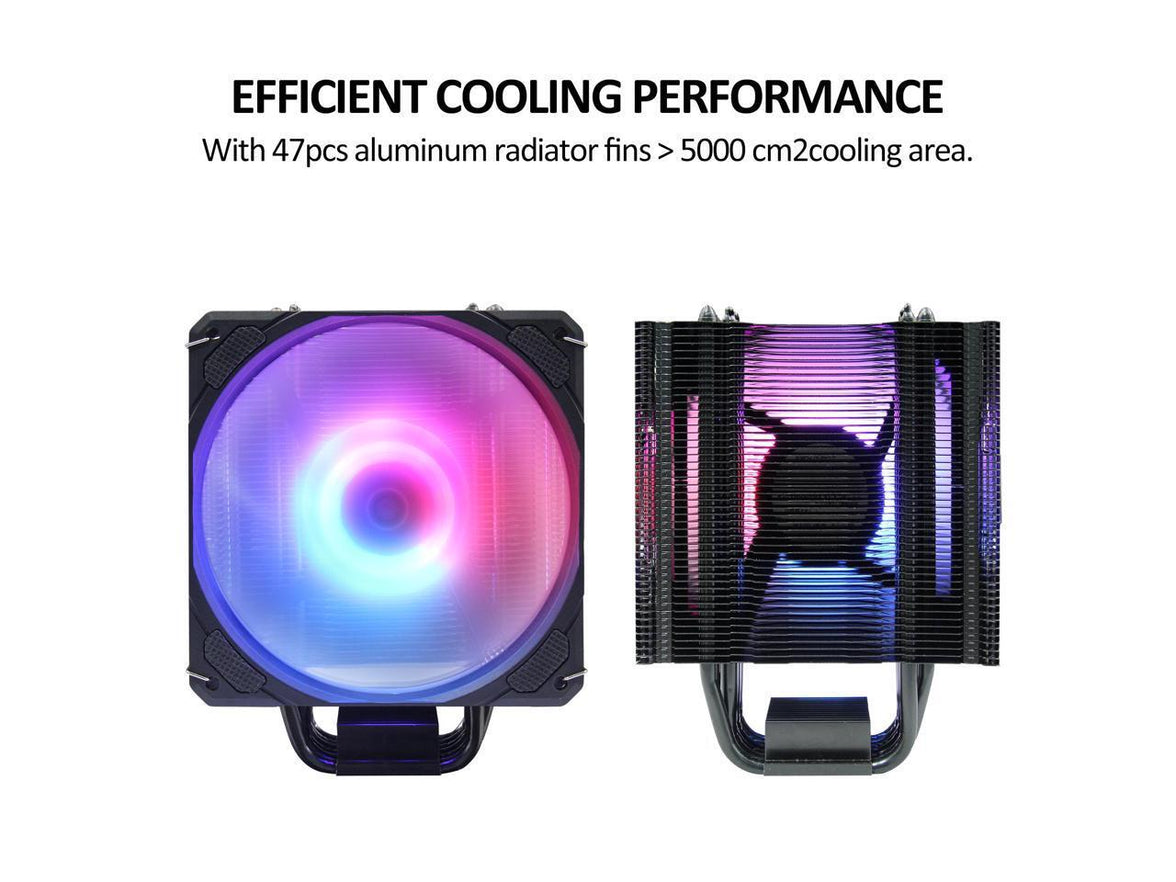 PANO-MOUNTS CPU Cooler Stock Air Cooling Fan with 120mm ARGB 4Pin PC PWM Fans 6 Heat Pipes TDP 210W for Intel LGA 1700 LGA 1200 LGA 1155 LGA 1151 AMD AM5/AM4