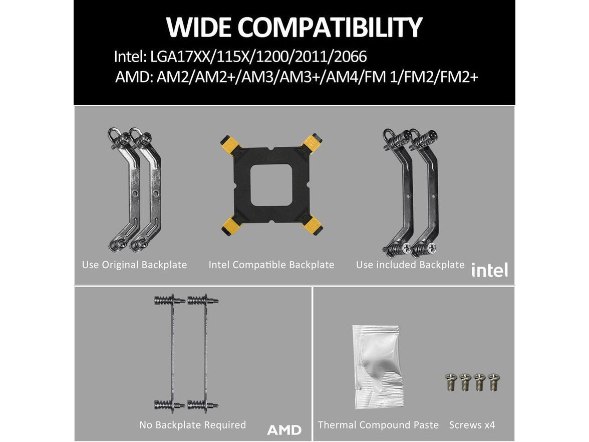 PANO-MOUNTS CPU Cooler Stock Air Cooling Fan with 120mm ARGB 4Pin PC PWM Fans 6 Heat Pipes TDP 210W for Intel LGA 1700 LGA 1200 LGA 1155 LGA 1151 AMD AM5/AM4