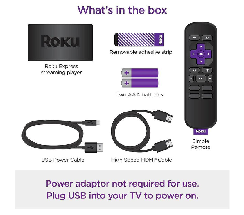 Roku Express Streaming Media Player with Standard Remote (no TV controls)