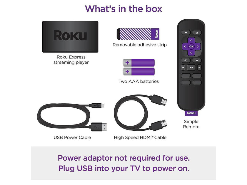 Roku Express Streaming Media Player with Standard Remote (no TV controls)