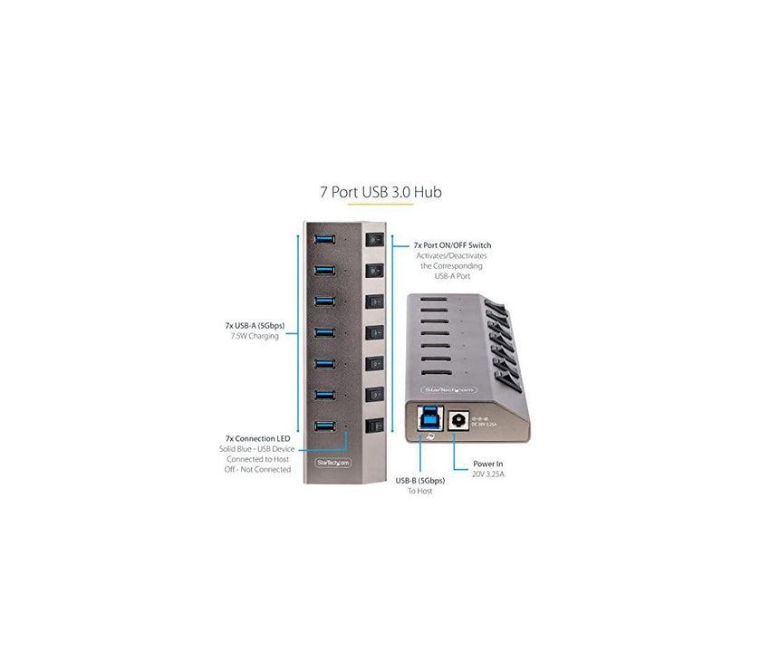 StarTech 7-Port Self-Powered USB-C 3.0 5Gbs Expansion Hub 5G7AIBSUSBHUBNA