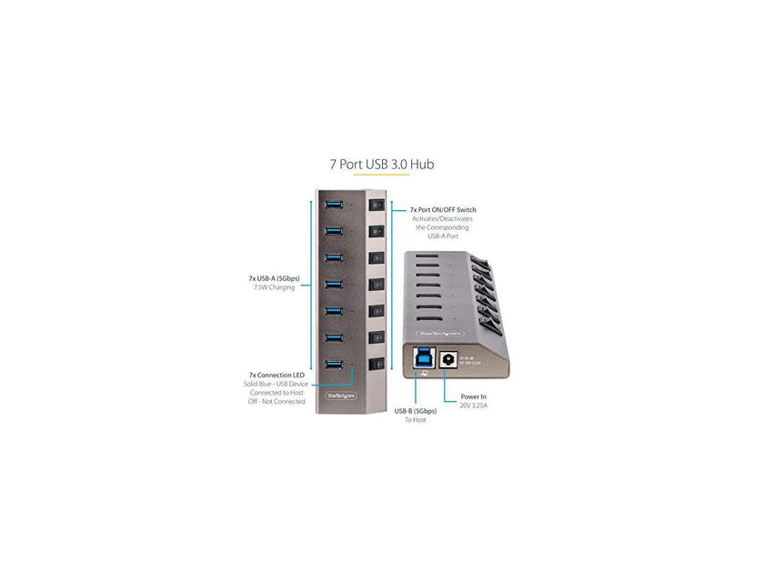 StarTech 7-Port Self-Powered USB-C 3.0 5Gbs Expansion Hub 5G7AIBSUSBHUBNA