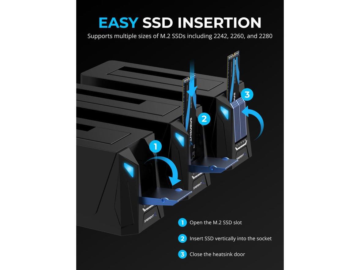 SABRENT USB C Docking Station for M.2 PCIe/NVMe and SATA 2.5/3.5-Inch SSD & HDD with Offline Cloning (DS-UNHC)