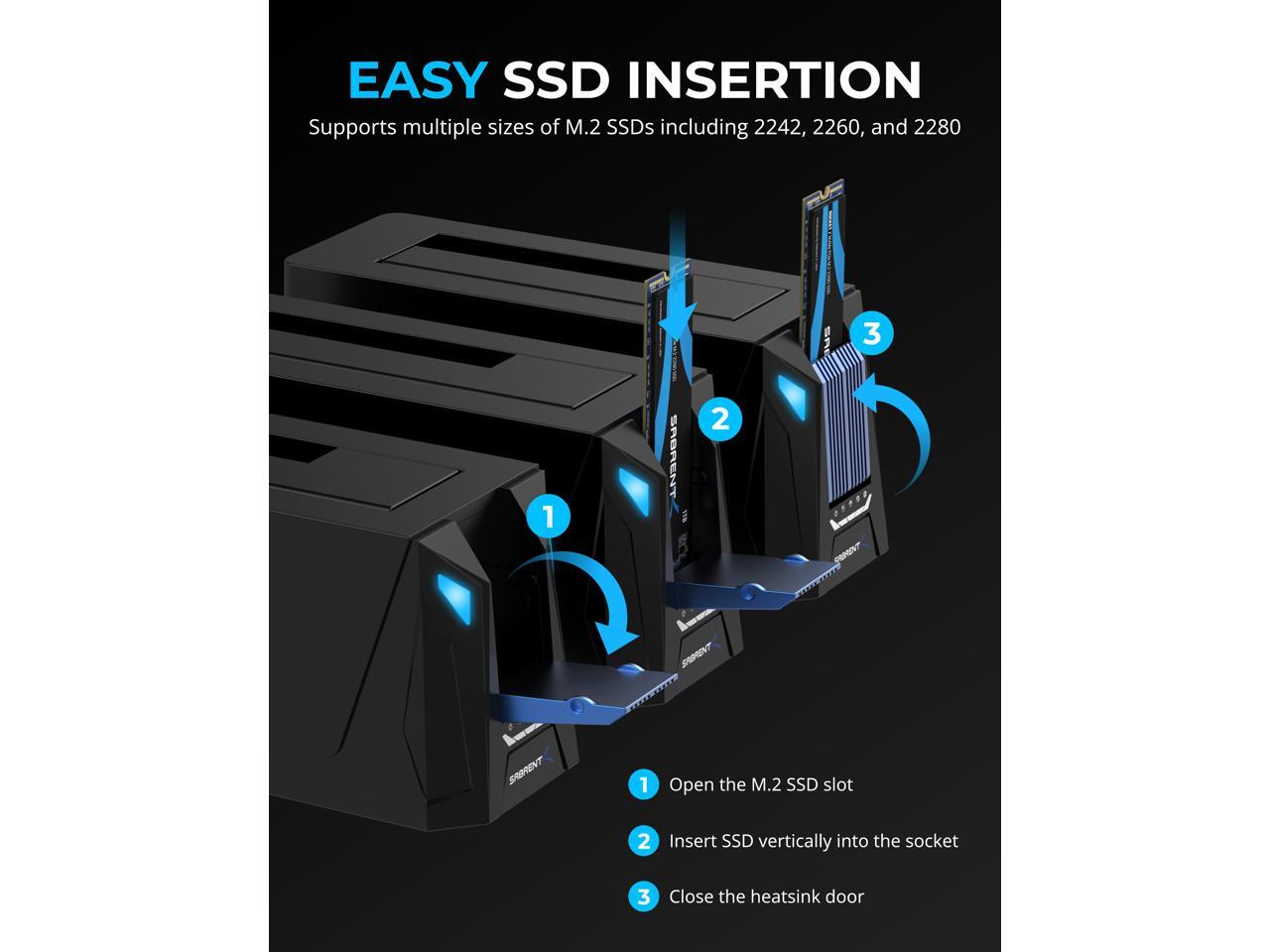 SABRENT USB C Docking Station for M.2 PCIe/NVMe and SATA 2.5/3.5-Inch SSD & HDD with Offline Cloning (DS-UNHC)