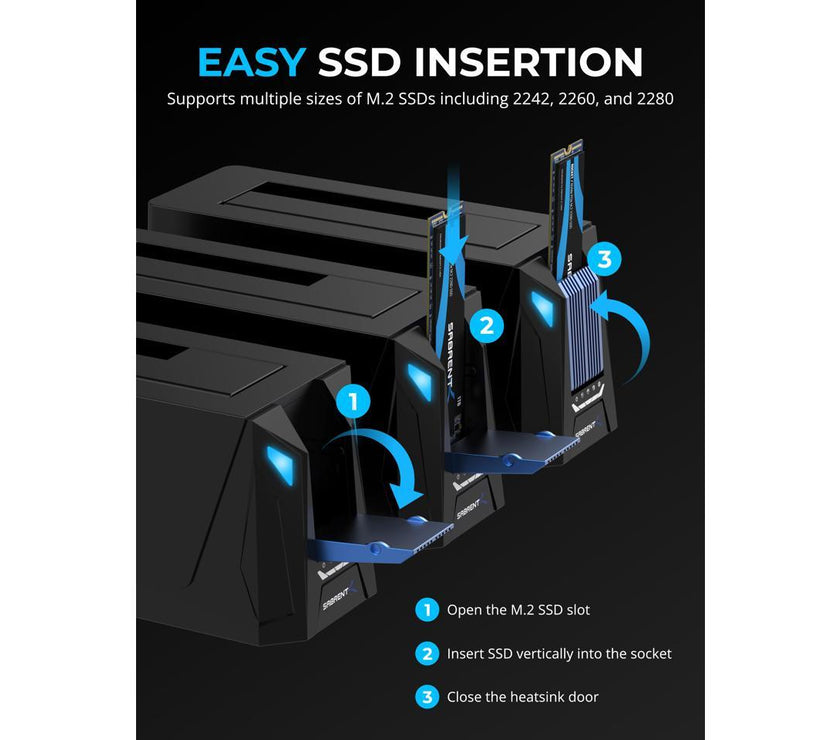 SABRENT USB C Docking Station for M.2 PCIe/NVMe and SATA 2.5/3.5-Inch SSD & HDD with Offline Cloning (DS-UNHC)