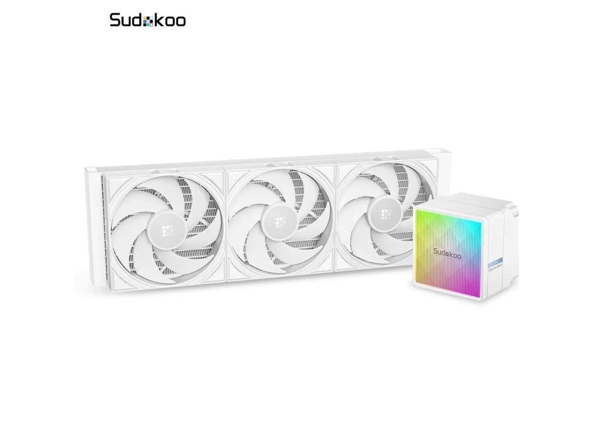 Sudokoo NEXAURA 360 White Liquid CPU Cooler: 360mm AIO CPU Cooler with PWM Pump & ARGB Pump Head - Water Cooling with FDB Fans for Intel LGA 1851/1700/1200/115X AMD AM5/AM4