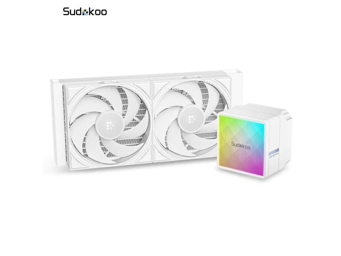 Sudokoo NEXAURA 240 White Liquid CPU Cooler: 240mm AIO CPU Cooler with PWM Pump & ARGB Pump Head - Water Cooling with FDB Fans for Intel LGA 1851/1700/1200/115X AMD AM5/AM4