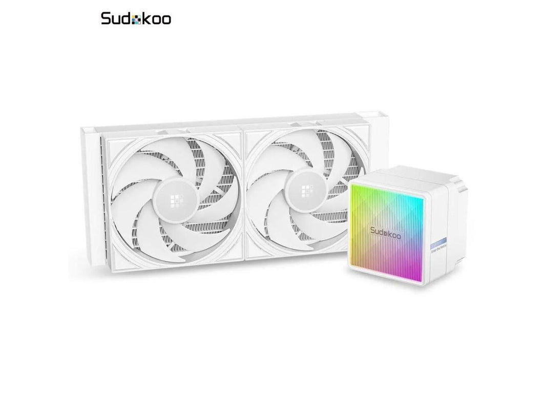 Sudokoo NEXAURA 240 White Liquid CPU Cooler: 240mm AIO CPU Cooler with PWM Pump & ARGB Pump Head - Water Cooling with FDB Fans for Intel LGA 1851/1700/1200/115X AMD AM5/AM4