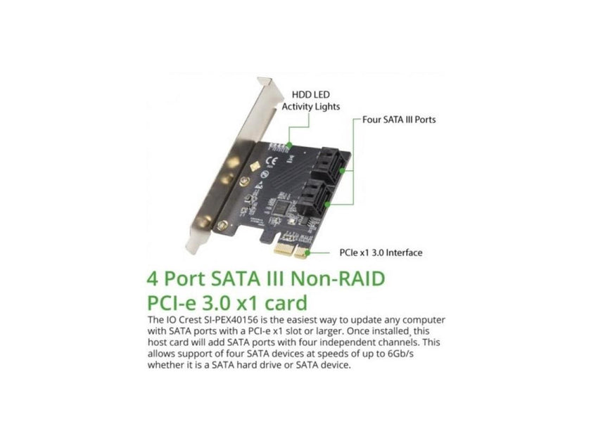 4 Port SATA III PCI-e 3.0 x1 Card Non-Raid with Low Profile Bracket