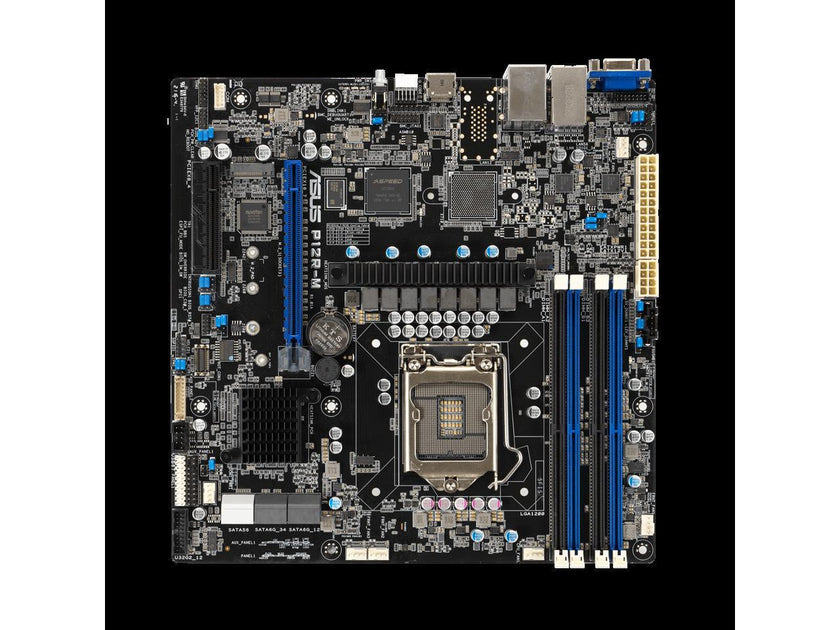 Intel® Xeon® E-2300 LGA 1200 Micro-ATX server motherboard with four DIMM and one M.2 slot, plus dual LAN, six SATA, one HDMI, two PCIe 4.0 slots, two USB 3.2 Gen 2, Platform Firmware Resilience (PFR) and ASUS ASMB10-iKVM