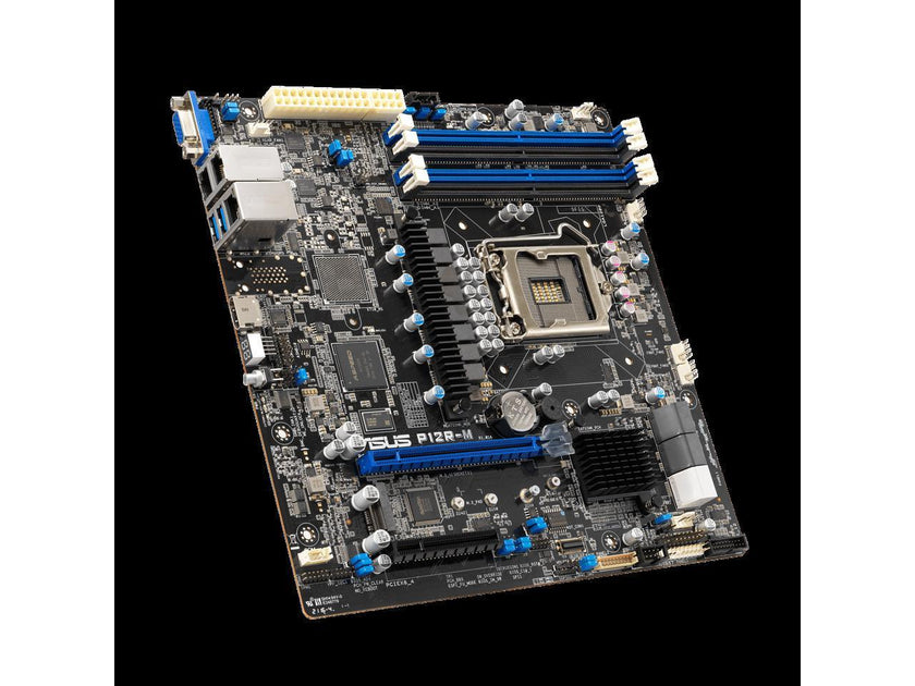 Intel® Xeon® E-2300 LGA 1200 Micro-ATX server motherboard with four DIMM and one M.2 slot, plus dual LAN, six SATA, one HDMI, two PCIe 4.0 slots, two USB 3.2 Gen 2, Platform Firmware Resilience (PFR) and ASUS ASMB10-iKVM