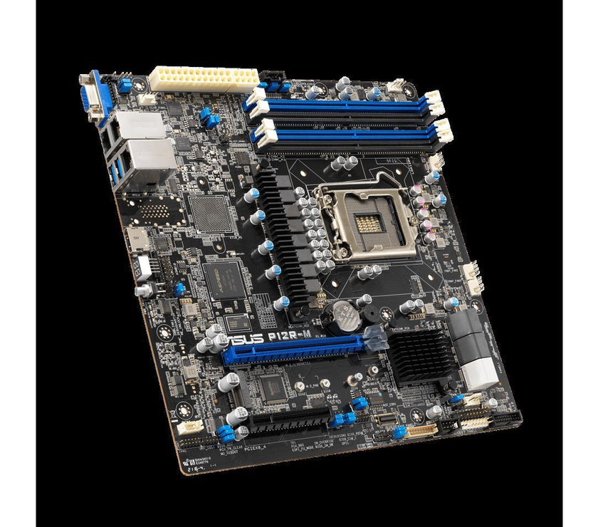 Intel® Xeon® E-2300 LGA 1200 Micro-ATX server motherboard with four DIMM and one M.2 slot, plus dual LAN, six SATA, one HDMI, two PCIe 4.0 slots, two USB 3.2 Gen 2, Platform Firmware Resilience (PFR) and ASUS ASMB10-iKVM