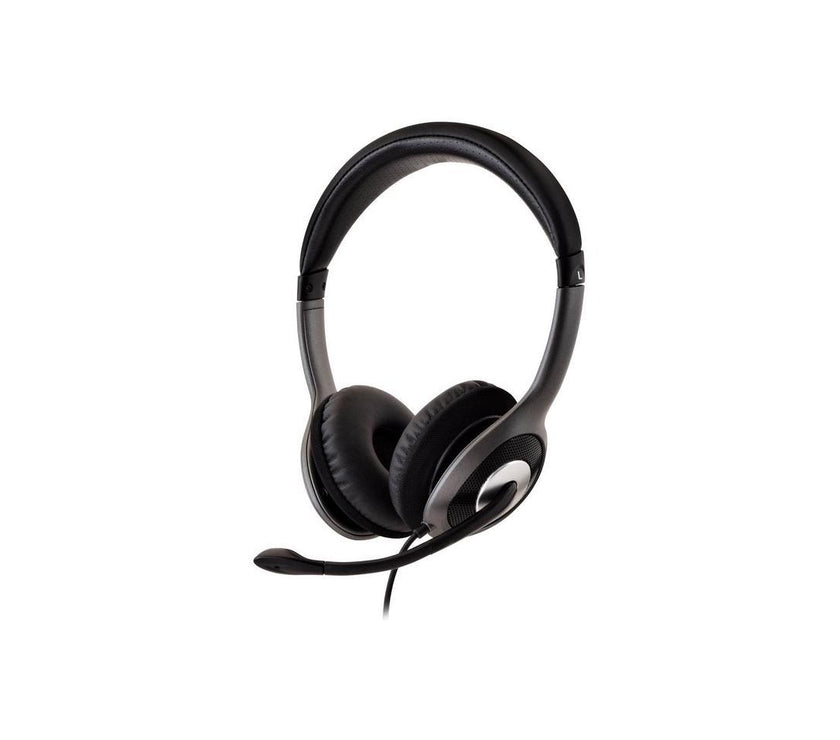 V7 HU521 Deluxe USB Stereo Headphones with Microphone - Black & Grey