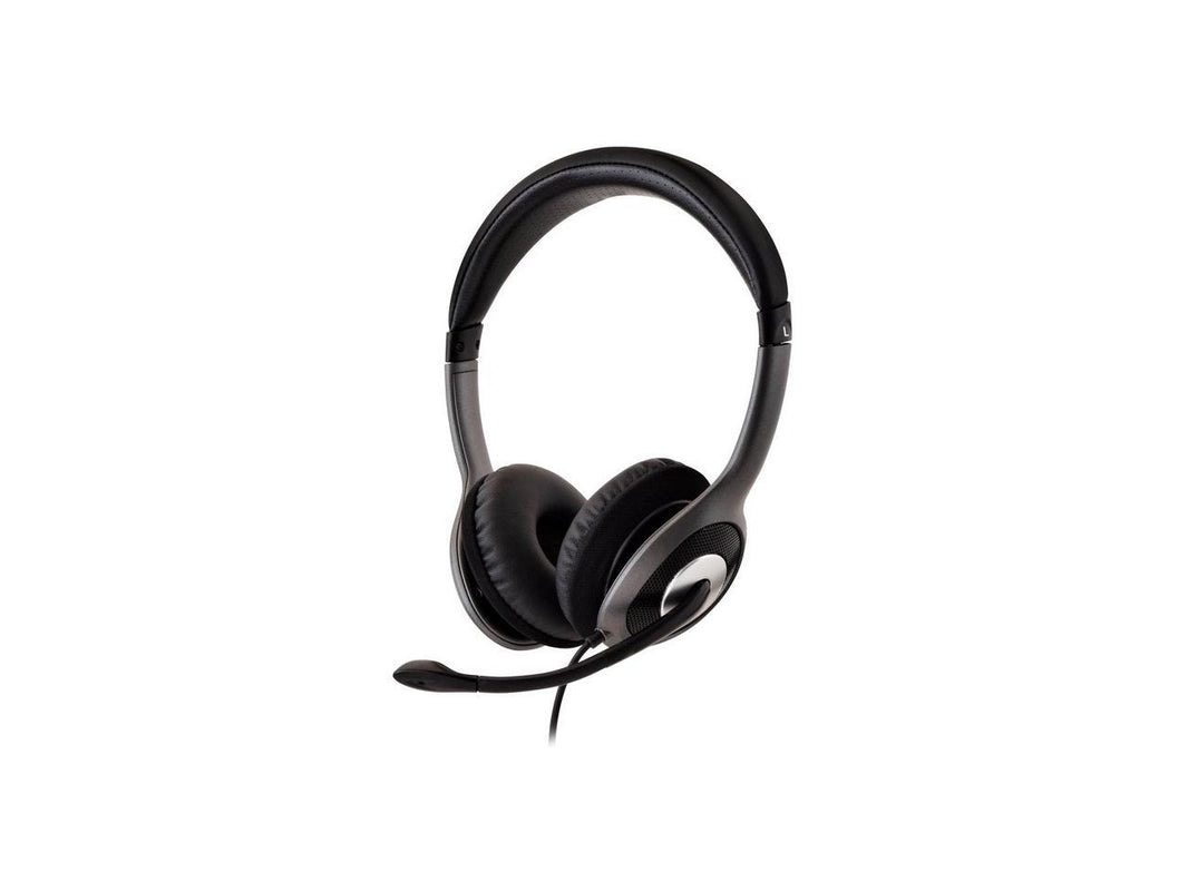 V7 HU521 Deluxe USB Stereo Headphones with Microphone - Black & Grey